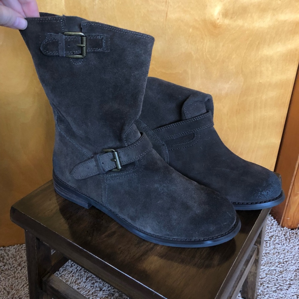 Report // faux suede slouch boots NWOT